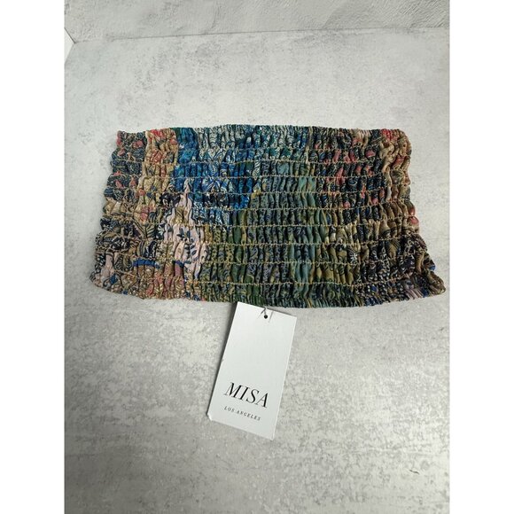 MISA Los Angeles Roksana‎ Bandeau Chiffon Top S Blues & Pinks - Picture 3 of 10